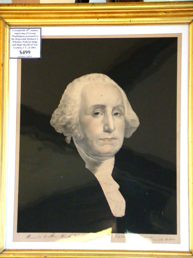 A wonderful 19th century engraving of George Washington with presentation inscription dated 1861